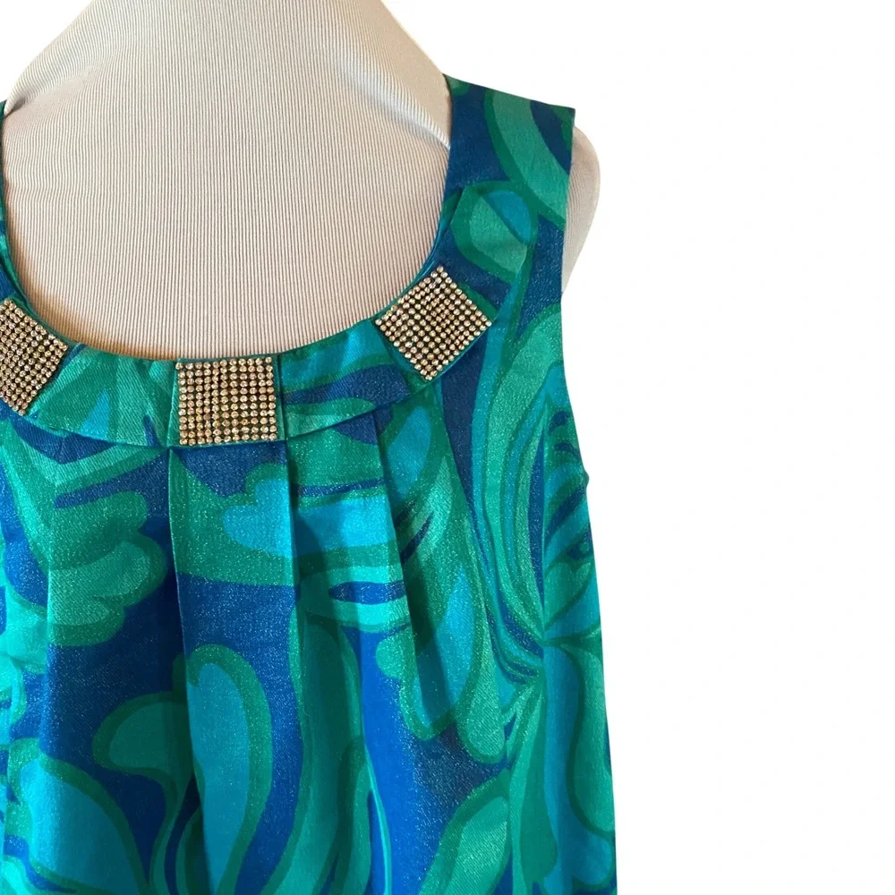 Lilly Pulitzer Payton Brewster Blue Big Bang Metallic Rhinestone Shift Dress 14 - Picture 2 of 12